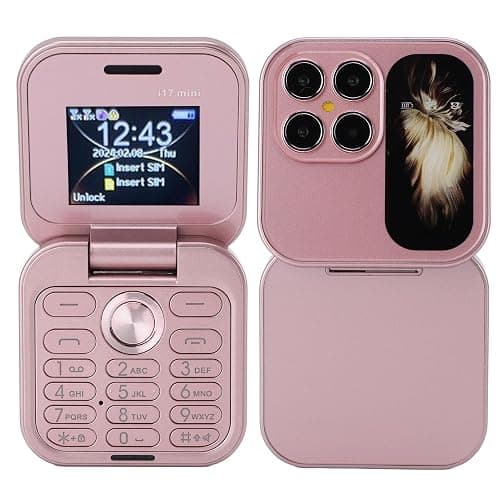 Brrnoo Flip Small Cell Phone Dual Nano SIM Media Player HD Rear Camera LED Flashlight GSM Network Seniors (Pink) thumbnail 3