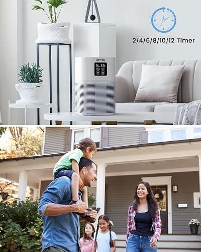 VEWIOR Air Purifiers for Home, Air Purifiers for Large Room up to 1200 sq.ft, H13 True HEPA Air Filter with Fragrance Sponge 6 Timers Quiet Air Cleaner for Pet Dander Wildfire thumbnail 8