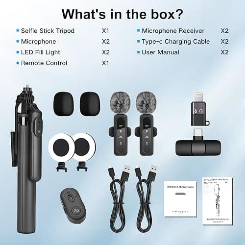 Vlogging Kit for iPhone/Android, Metal Selfie Stick Tripod for iPhone with Light and Microphone,70 inch Tall Adjustable Phone Tripod for TikTok/YouTube Starter Content Creator Essentials Kit thumbnail 6