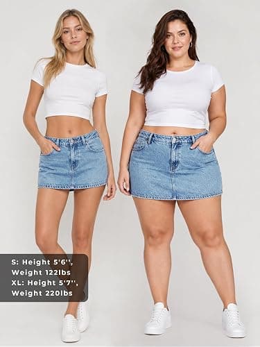 EMMIOL Jean Skirts for Women Mid Rise Summer Denim Skirt with Undershorts | Trendy Y2k Clothes Cotton-blend Denim Mini Skirt with Built-in Undershorts, Parties, Festivals, Dates, Vacations thumbnail 4