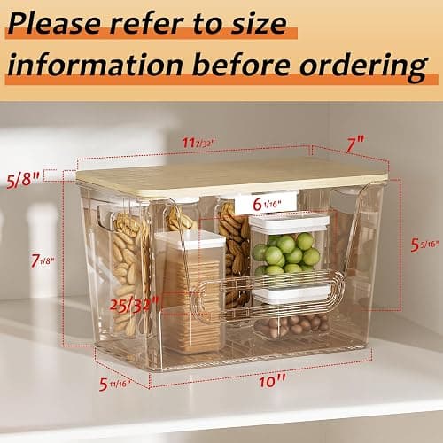 Delamu 2 Set Pantry Organizers and Storage, Trash Bag Holder Under Sink Organizer for 4-13 Gal Bags, Trash Bag Dispenser with Bamboo Top for Onion, Potato, Garlic, Clear (11-7/32"L*7" W*7-1/8"H) thumbnail 3