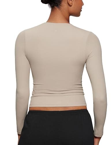 CRZ YOGA Softembrace Long Sleeve Shirts for Women Soft Crew Neck Fall Basic Tight Tops Fitted Casual Going Out T-Shirts thumbnail 2