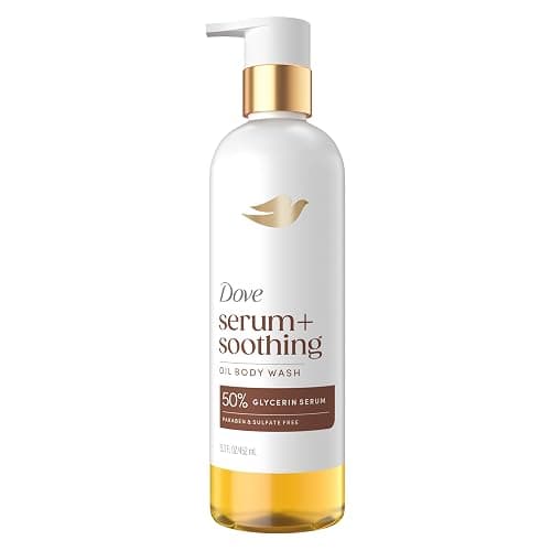 Dove Serum+ Soothing Oil Body Wash, Almond & Oil Sandalwood, 15.3 fl oz | Soothing Hydrating Cleanser with Sandalwood - Image 1