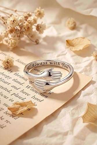 YADOCA 925 Sterling Silver Hug Ring for Women Girls Daughter Granddaughter | Adjustable Hope Love Heaven Promise Friendship Rings Birthday Gifts for Mom Wife Sister Things Teen Girl Gifts Trendy Stuff thumbnail 6