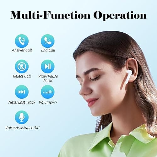 Wireless Earbuds,Wireless Charging Case IPX8 Bluetooth 5.3 with Headphones Touch Control Waterproof Stereo Earphones,Pop-ups Auto Pairing Hi-Fi Stereo Sound Headset for iPhone/Samsung/iOS/Android thumbnail 6