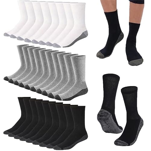 Looknniy 20 Pairs Crew Athletic Socks for Men Moisture Wicking Cushion Crew Socks for Sport Running Traveling - Image 1