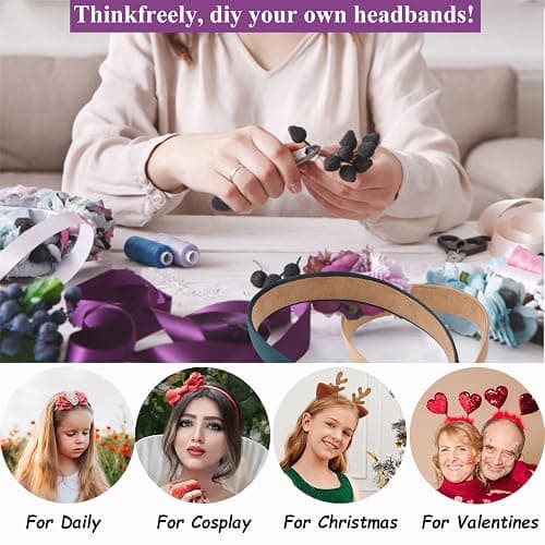 Wecoe 10 Pack Satin Headbands 1.3 Inch Wide Red White Black Pink Purple Headband Women Girls Non Slip Fashion Hair Bands Diy Holiday Costume Accessories Diademas Coreanas Para Mujer thumbnail 6