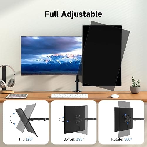 Pholiten Dual Monitor Stand, Heavy Duty Adjustable Monitor Arm Desk Mount for 2 Screens up to 32 Inches, Tilt, Swivel, Rotate, Supports Tilt, Swivel, Rotate, Supports 22 lbs per Monitor Arm thumbnail 4