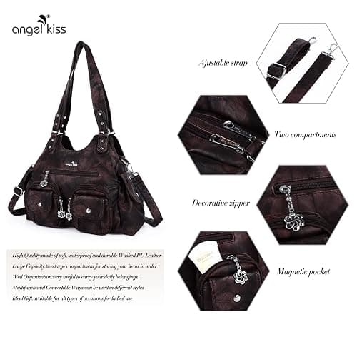 Angel Kiss Purses for Women Hobo Bag Soft PU Leather Shoulder Bag for Women thumbnail 5