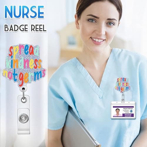 Plifal Badge Reel Holder Retractable with ID Clip for Nurse Nursing Name Tag Card Motivational Inspirational Be Kind Nursing Student Teacher Doctor RN LPN Medical Assistant Work Office Alligator Clip thumbnail 2