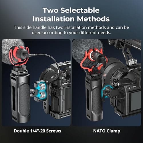 SmallRig Mini Camera Side Handle with NATO and 1/4"-20 Screws Installation Options, for Left and Right Hand, with 1/4"-20 Threaded Holes, Wrist Strap Holes, Cold Shoe, Up and Down Adjustable thumbnail 4