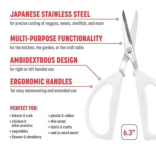 Joyce Chen Original Unlimited Kitchen Scissors All Purpose Kitchen Shears With Comfortable Handles, White 2.0 thumbnail 3
