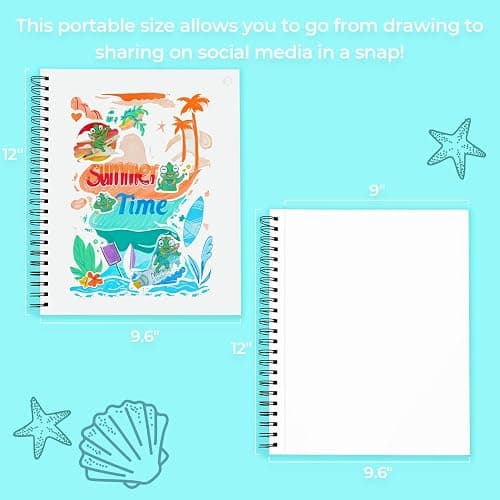 Ohuhu Double-Sided Marker Pads Art Sketchbook Bleedproof - 9"x12" Large Paper Size - 90 lb/150 gsm Smooth Drawing Paper - 60 Sheets/120 Pages, Spiral Bound Sketching Book for Alcohol Markers thumbnail 7