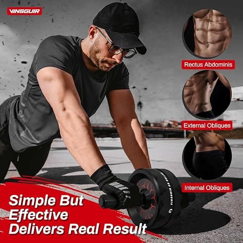 VINSGUIR Ab Roller Wheel, Abs & Core Workout Equipment for Home Gym with Knee Pad Accessories, Abdominal Wheel for Full-body Strength Training thumbnail 3