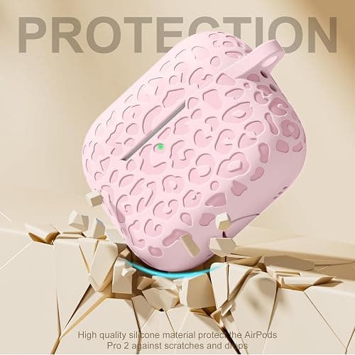 DGege Compatible for AirPods Pro 2nd Generation Case Cover,Protective Silicone Skin Accessories with Keychain for Women Men Compatible with Apple AirPods Pro Gen 2(2022), Front LED Visible,Light Pink thumbnail 4