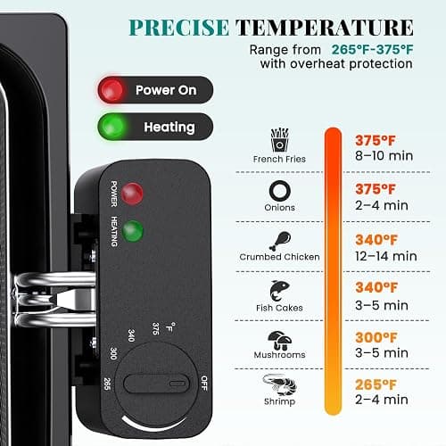 OLIXIS 5L Stainless Steel Deep Fryer, Electric Fryer with 3 Blankets, Lid with Viewing Window, 1800W Power, 4 Temp Control for Home Kitchen, Fried Chicken, Shrimp, French Fries, Silver thumbnail 6