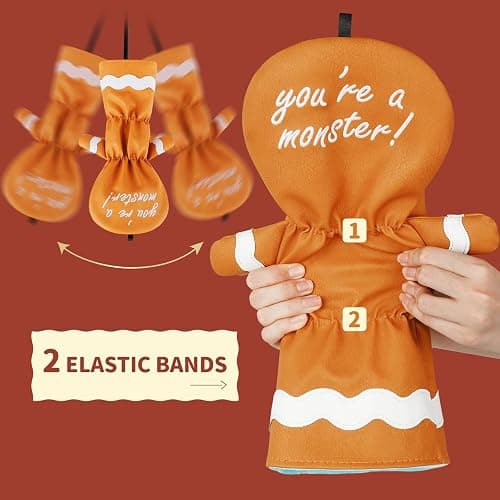 LZFAN Funny Golf Club Head Cover Driver Headcover Fairway Wood Headcover Hybrid Club Head Cover Brown Monster Cookie thumbnail 5