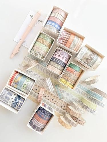 Songdao 40 rouleaux Washi Tape Set, Ruban Adhésif Décoratif Œuvre d’art inspirée Feuille d’or Masking Tapes pour Arts, Bullet Journal, Scrapbooking, Bricolage, Emballage (Retroism 2) thumbnail 8