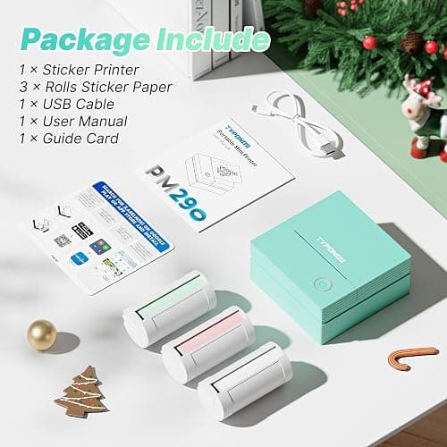 TYPONOS Sticker Printer, PM290 Mini Printer, Bluetooth Sticker Maker Machine with 3 Rolls Paper, Portable Print Pod for Study Notes, Journal, Lists, Pictures, DIY Gifts for School Office Home, Green thumbnail 8