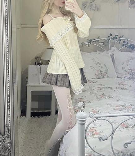 Fairy Grunge Shirts for Women Y2K Tops Long Sleeve Lace Patchwork Tees Teen Girls Vintage Slim Blouse Fall Clothes thumbnail 3