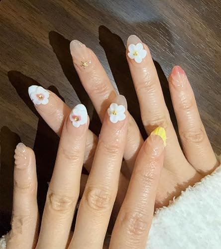 10 Short Almond Handmade Press On Nails | 3D Floral Gradient Color with Cute Starfish & Seashell,New styles for Spring & Summer | Skip Salon Trips, Easy to Apply & Remove, Reusable (Ocean A04, XS) thumbnail 4