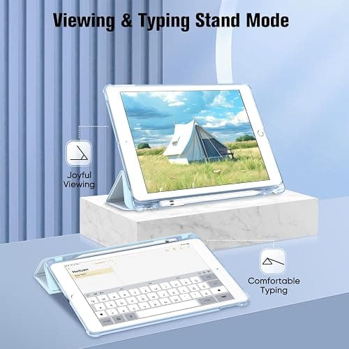 Fintie Hülle für iPad 9. Generation 2021/8. Gen 2020/7. Gen 2019 10.2 Zoll mit Stifthalter, ultradünne leichte Schutzhülle mit transparenter Rückseite und Auto Schlaf/Wach Funktion, Hellblau thumbnail 3