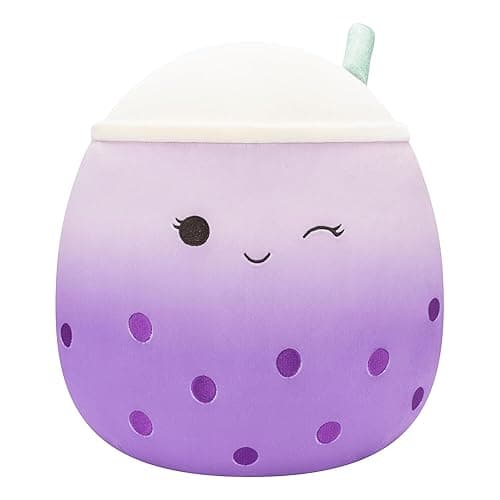 Squishmallows Original 12-Inch Poplina Purple Boba Tea with Blue Straw - Official Jazwares Plush - Image 1