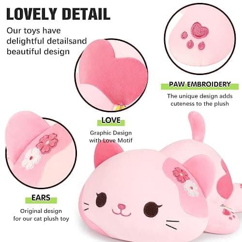 Onsoyours Original Sakura Cat Plush Cute 13 inch Kitten Stuffed Animal Soft Pillow Pink Kawaii Kitty Plush Toy Gift for Kids & Adults (Sakura Cat, 13") thumbnail 4