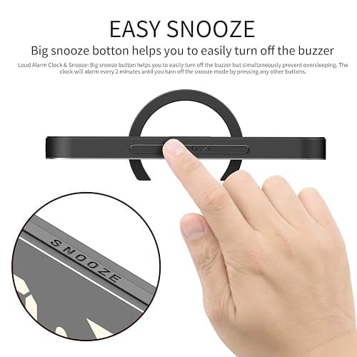 EXTSUD Sveglia Digitale con Display a Specchio Orologio Sveglia Elettronica con Luce Notturna Grande LED Schermo 12/24H Funzione Pisolino 2 Porte USB per Ricarica Smartphone thumbnail 5