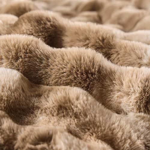 BENVWE Fluffy Faux Fur Throw Blanket for Couch - Soft, Plush, Thick, Cozy, Fuzzy Luxury Minky Bubble Blanket for Home Living Room Decor, Gifts for Women, Tie-dye Brown, 51" x 63", 1100GSM thumbnail 6