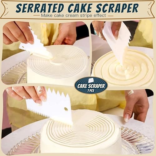 Teenitor Cake Scraper Cake Smoother, 7 Pcs Dough Scraper Bowl Scraper Cake Cutter Cake Spatula Bench Scraper Kitchen Plastic Scraper Tool Cake Decorating Kit thumbnail 4
