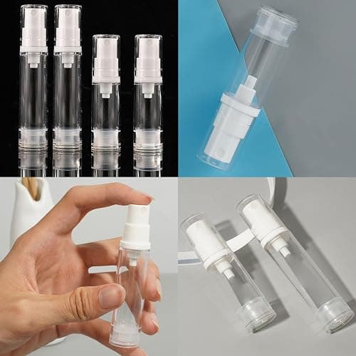 WADY 10 Pcs Clear Spray Bottles, Refillable Travel Lotion Vacuum Press Pump Bottle, Cream Cosmetic Container Fine Mist Plastic Empty Spray Bottle Mini Travel Bottle (5 ml) thumbnail 5