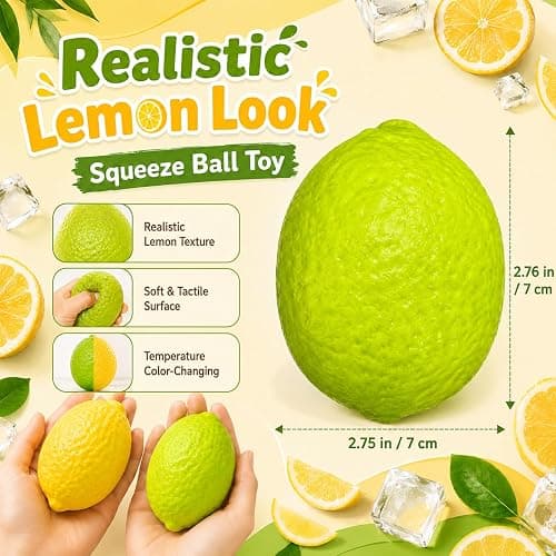 Crunchy Lemon Squishy, Color Changing Crispy Lemon Stress Ball for Anxiety Relief Toy Squeeze Shapeable for Adults thumbnail 3