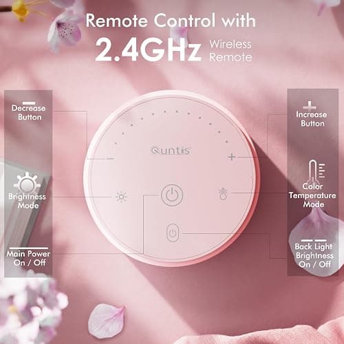 Quntis Pink Monitor Light Bar with Remote, Eye-Care No Glare, Space Saving Computer Desk Lamp As Gifts for Girls, Stepless Dimming, Modern Aesthetic Desk Light Bar for Home Office Gaming Reading thumbnail 4