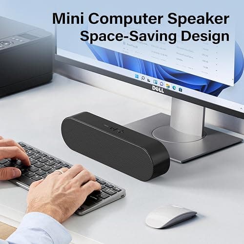 YYV USB Computer Speakers, Portable PC Speaker for Desktop, Laptop, Notebook, Wired Mini Soundbar Speakers with Loud Volume, Volume Control and Mute Button, Plug and Play thumbnail 2