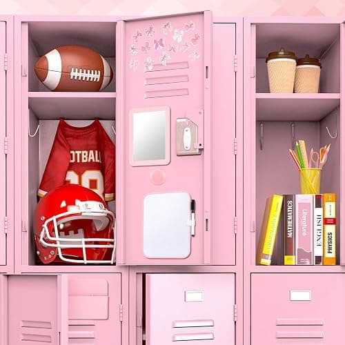 Watersay 115 Pcs Pink Locker Accessories Kit Foldable Locker Shelf Decorations for Girl Pink Bow Pen Holder Magnetic Mirror Coquette Stickers Background Whiteboard Ribbon Back to School Essentials thumbnail 7
