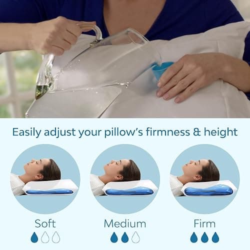 Mediflow Fibre Water Pillow - Sleeping Bed Pillow for Neck Pain Relief, Adjustable for Sleeping Positions. Side, Back and Stomach Sleeper Friendly, The First & Original Water Pillow (1 Pillow) thumbnail 4
