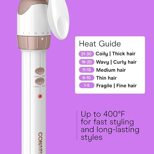 Conair Double Ceramic 3 Barrel Curling Iron, Triple Barrel Waver Hair Tool Creates Deep, Continuous Waves, Hair Curler for All Hair Lengths, White/Rose Gold thumbnail 4