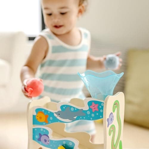 Melissa & Doug Rollables Ocean Slide Wooden Baby Ball Drop Toy, 5-Piece Ocean-Themed Infant Toys, Early Learning Activity for Fine Motor Skills & Sensory Play, Toddler Toys for Kids Ages 12m+ thumbnail 8