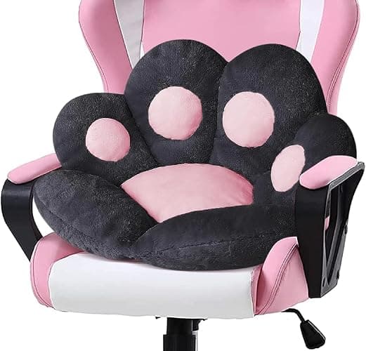 LANPEW Katze Pfot Rückenkissen Sitzkissen Cute Cat Paw Stuhlkissen Plüsch Komfort Sitzpolster Büro Lazy Warm Sitzkissen Bett Tatami Bodenkissen für Home (Schwarz, 60x60cm) - Image 1