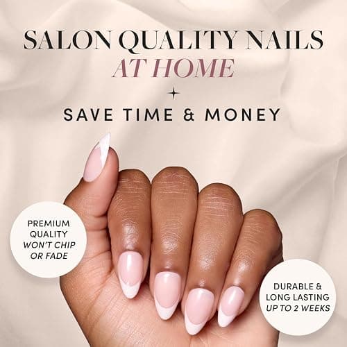 Glamnetic Press On Nails - All Time Love | Short Almond Nails with French Tips and Leaf Accents, Reusable Stick On Fake Nails | Love In Bloom Spring Nails | 15 Sizes - 30 Nail Kit with Glue thumbnail 2