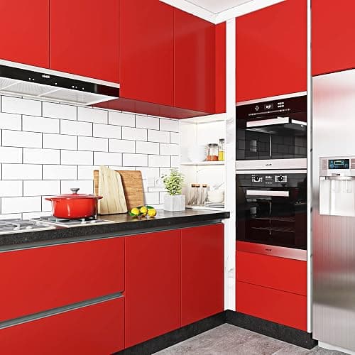 Livelynine Red Contact Paper Peel and Stick Roll Self Adhesive Vinyl Wrap Removable Wallpaper Waterproof Countertops Shelf Liners Cabinets Old Furniture Crafts Wall Paper Decorations 15.8x78.8' thumbnail 5