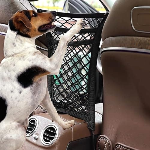 MBVBN 3-Layer Stretch Car Mesh Organizer, Car Seat Net, Dog Net for Barrier | 3-Layer Stretch Car Back Seat Mesh Organizer, Seat Back Net Bag, Dog Car Net Barrier, Kid Backseat Barrier, Storage Net Pouch thumbnail 6