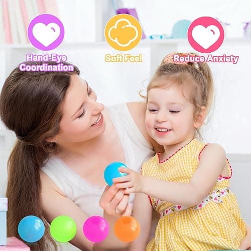 4 Pcs Glowing Sticky Balls, Squishy Stress Ball, Stress Relieving Glow in The Dark Toys Stick to The Wall, Squeeze Toys for Adults Kids, Party Favors & Prizes Stocking Stuffers thumbnail 4