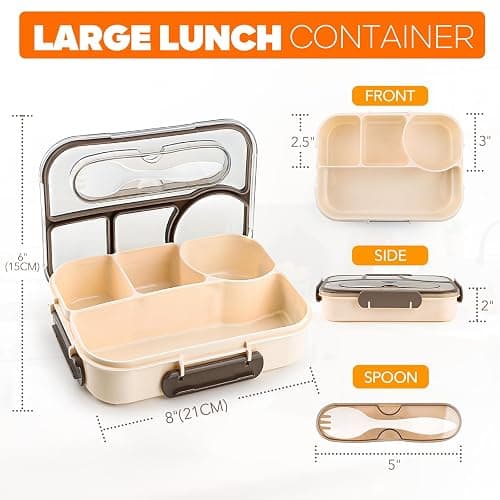 Bento Box Adult Lunch Box with 4-Compartment Leakproof Lunch Containers Microwave and Dishwasher Safe Bento Box with Spoon thumbnail 3