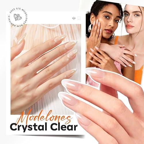 modelones Builder Nail Gel HEMA-Free Clear, Gentle Formula Self Leveling | 7-in-1 Crystal Clear Self-Leveling Strengthener for Natural Apex, Nail Extension, Non-Yellowing, Beginner Friendly U/V Cured thumbnail 5