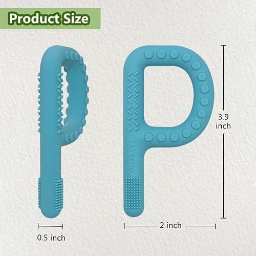 Sensory Toys for Kids Babies Toddlers 4 Pack, P Shape Baby Teething Toys for 3-6 6-12 Months Oral Motor Stimulation, Sensory Chew Toys for Autistic Children, Silicone Chewy Necklaces for Kids Adults thumbnail 2