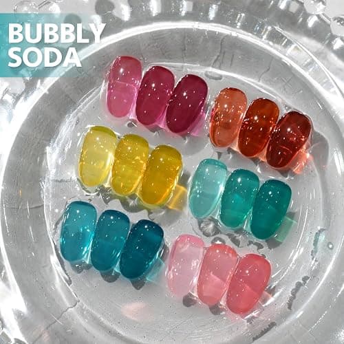 GAOY Jelly Gel Nail Polish of 6 Transparent Pink Red Blue Yellow Colors Sheer Gel Polish Kit for Salon Manicure and Nail Art DIY at Home thumbnail 2