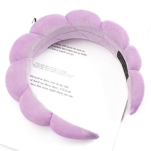 Ayesha Spa Headband for Women Sponge Headband for Washing Face Clouds Soft Hairband Makeup Headbands for Women Girls Shower Makeup Skincare (Purple) thumbnail 3