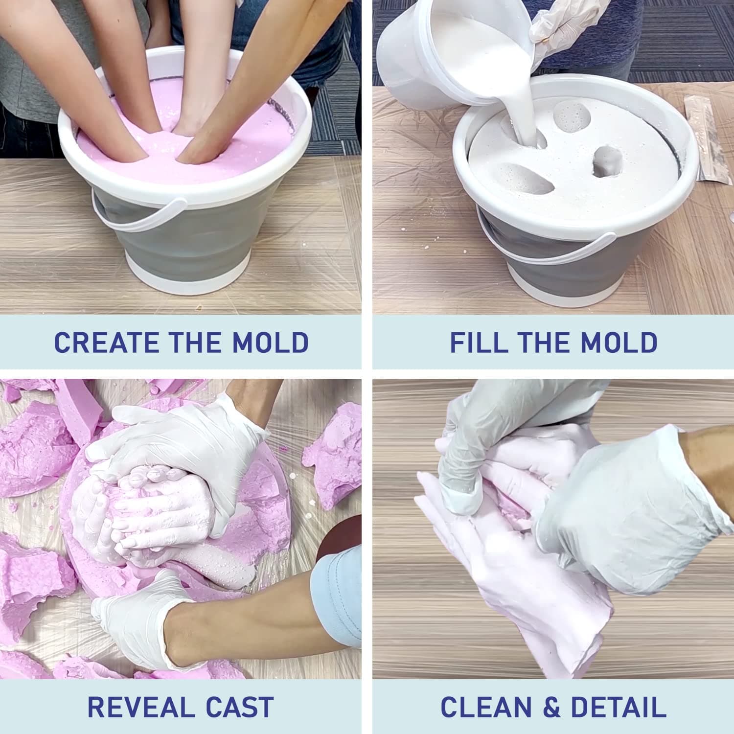 Hand Casting Kit for Families, Keepsake – DIY Plaster Statue Cast Kit - Wedding, Anniversary, Valentine’s Gift Idea for Men & Women - 4 Adult Hands Sculpture Kit with Alginate & Casting Powder (Hand Casting Kit - XL Edition) thumbnail 5
